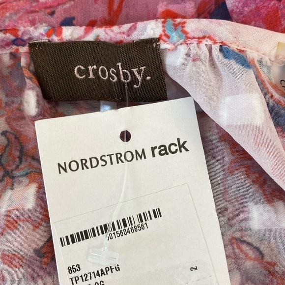 Crosby Ombré Mandala Pink Floral Sheer Top NWT Size XS - Picture 6 of 10